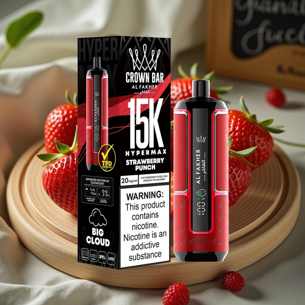 Al Fakher Crown Bar 15K Hypermax Wegwerp Vape Kit 22ml 600mAh Aardbei Punch