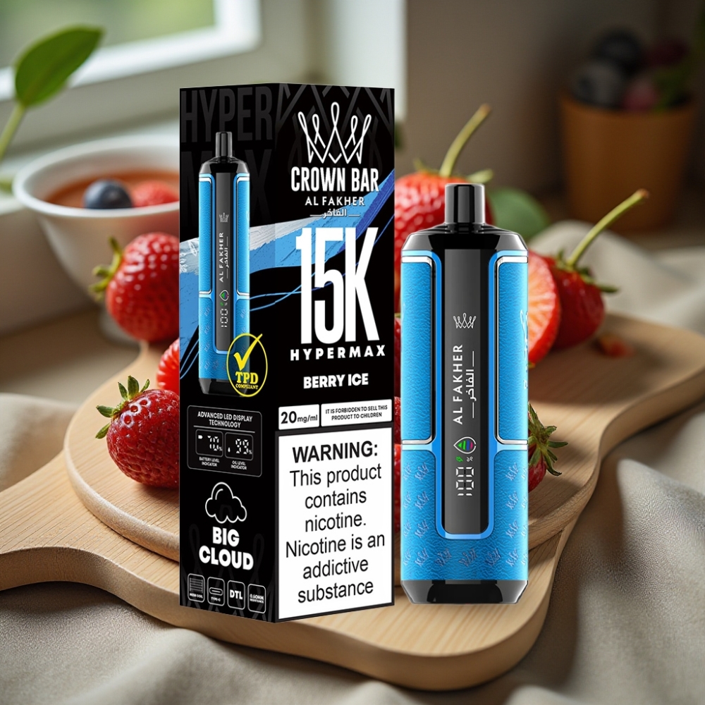 Al Fakher Crown Bar 15K Hypermax Wegwerp Vape Kit 22ml 600mAh Bessensap Ijs