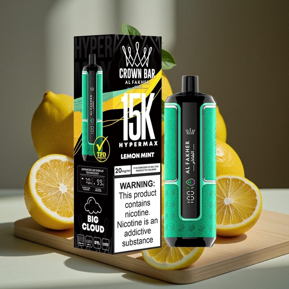 Al Fakher Crown Bar 15K Hypermax Wegwerp Vape Kit Citroen Munt 22ml 600mAh Type-C DTL 6mg/ml