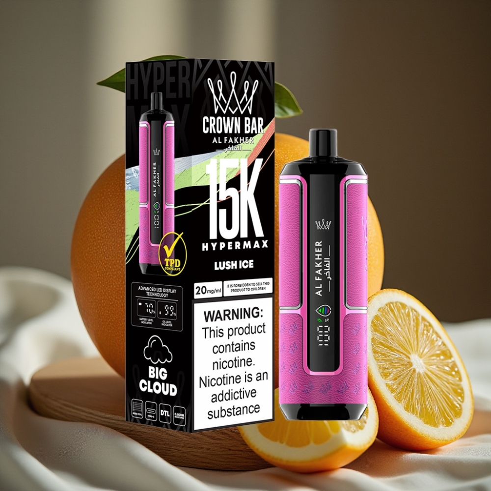 Al Fakher Crown Bar 15K Hypermax Wegwerp Vape Kit Lucht IJs 22ml 600mAh Type-C DTL
