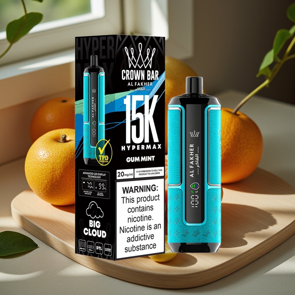 Al Fakher Crown Bar 15K Hypermax Wegwerp Vape Kit Tandvlees Munt 22ml 600mAh Type-C DTL 6mg/ml