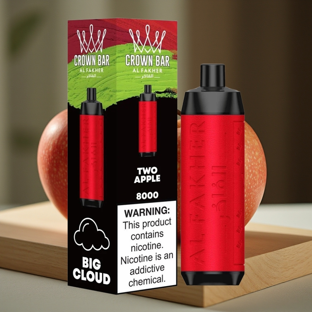 Al Fakher Crown Bar 8000 Crystal Disposable 600mAh USB-C Twee Appel 18ml 5mg