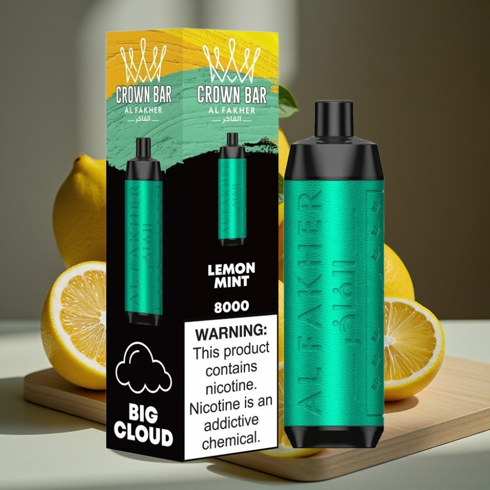 Al Fakher Crown Bar 8000 Crystal Disposable Vape Citroen Munt 600mAh USB-C 18ml 5mg 0.6ohm