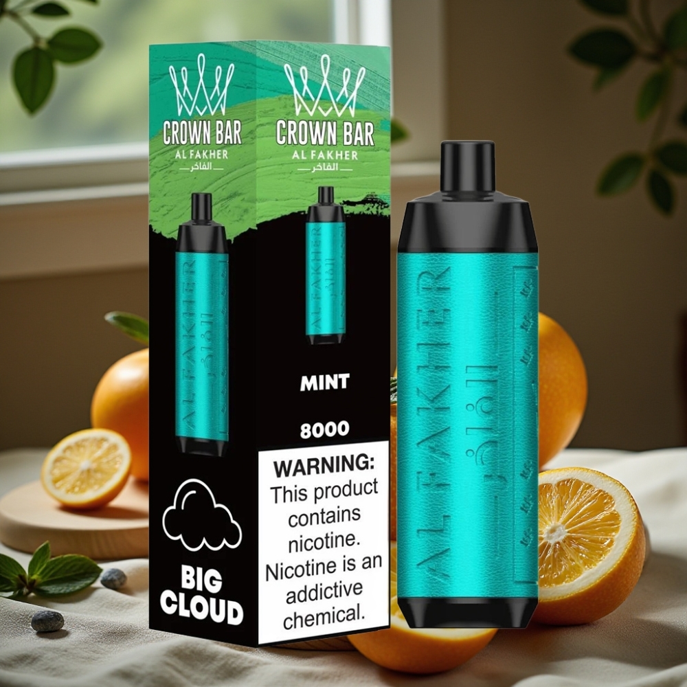 Al Fakher Crown Bar 8000 Crystal Disposable Vape Munt 600mAh 18ml 5mg 0.6ohm