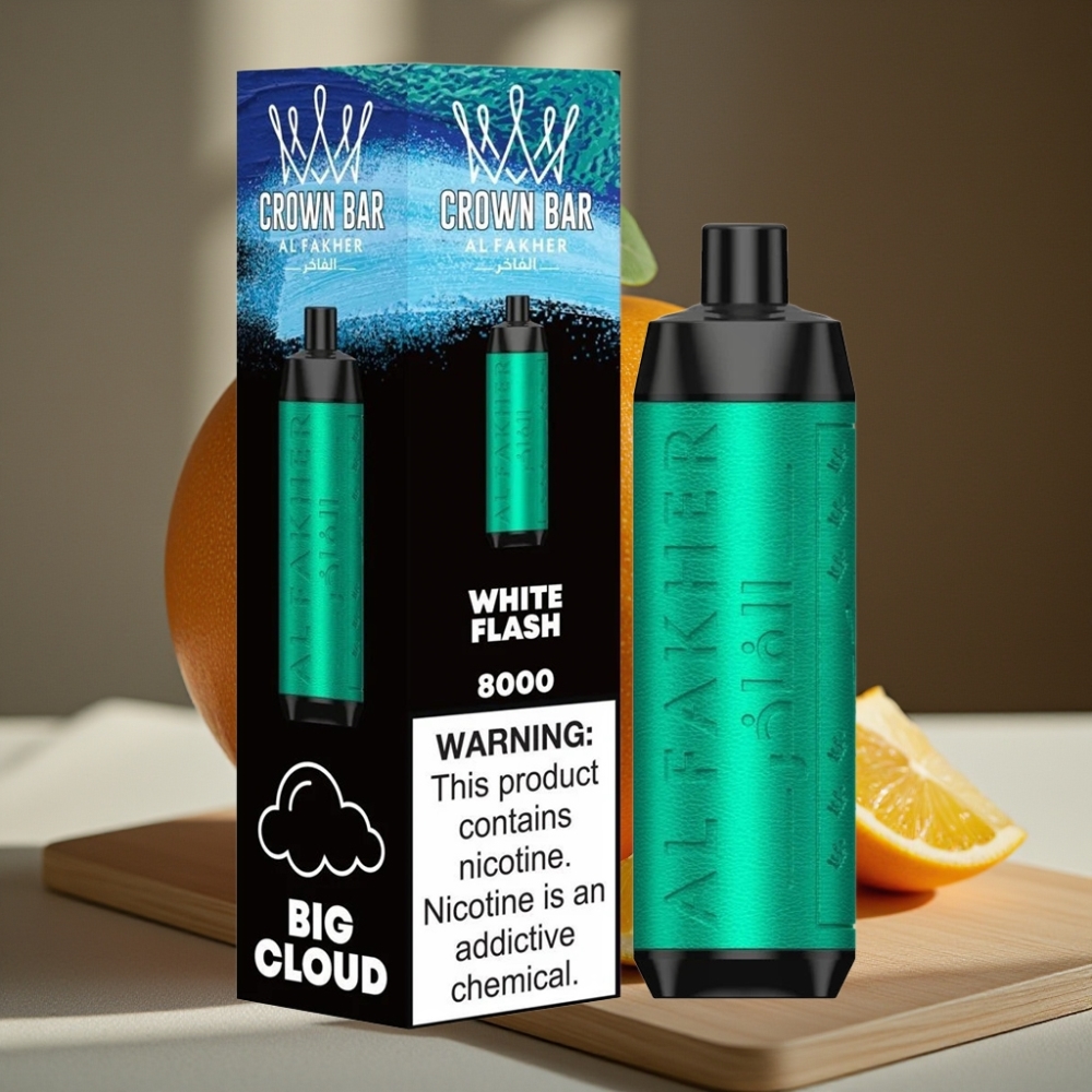 Al Fakher Crown Bar 8000 Crystal Disposable Vape Witte Flits 600mAh 18ml 5mg 0.6ohm