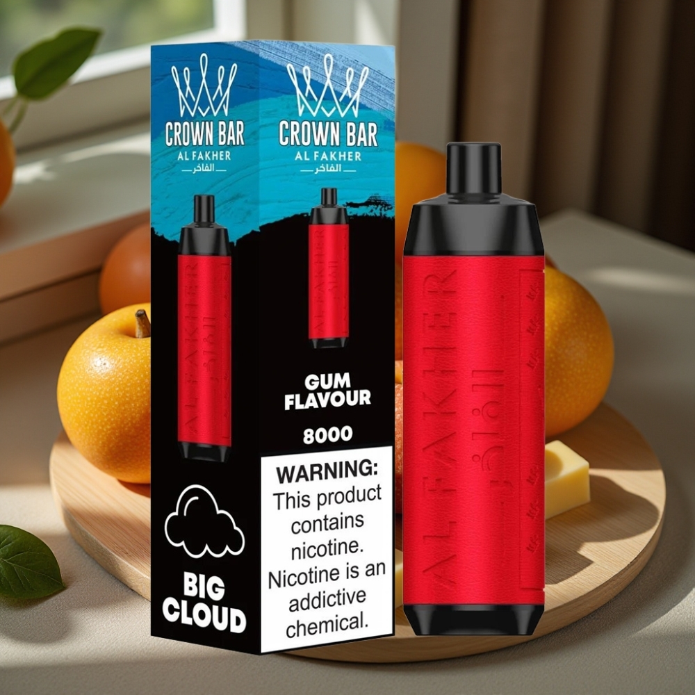 Al Fakher Crown Bar 8000 Crystal Wegwerp Vape 600mAh USB-C 18ml 5mg Kauwgom Smaak
