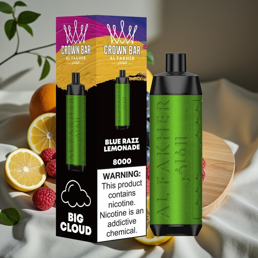 Al Fakher Crown Bar 8000 Crystal Wegwerp Vape Blauwe Framboos Limonade 600mAh 18ml 5mg