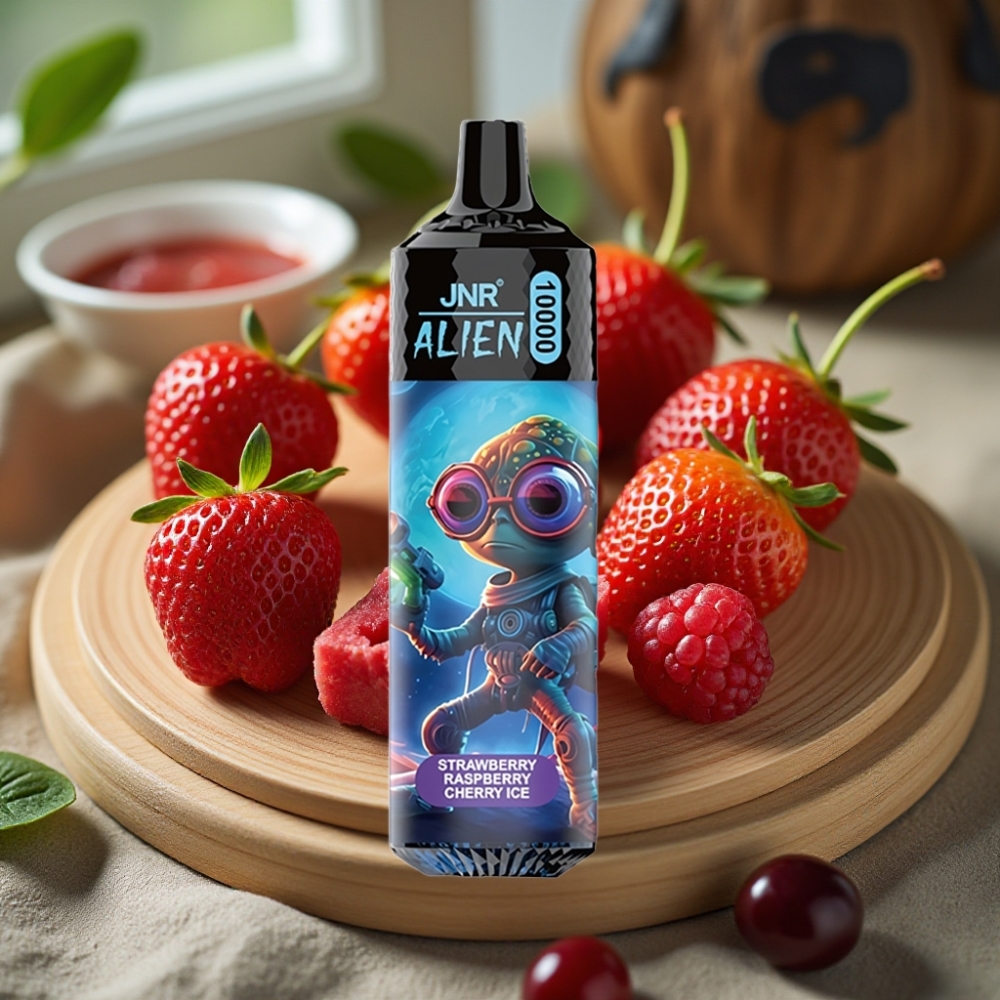 JNR Alien 10000 Puffs Disposable Vape Aardbei Framboos Kers IJs 850mAh Type-C RGB