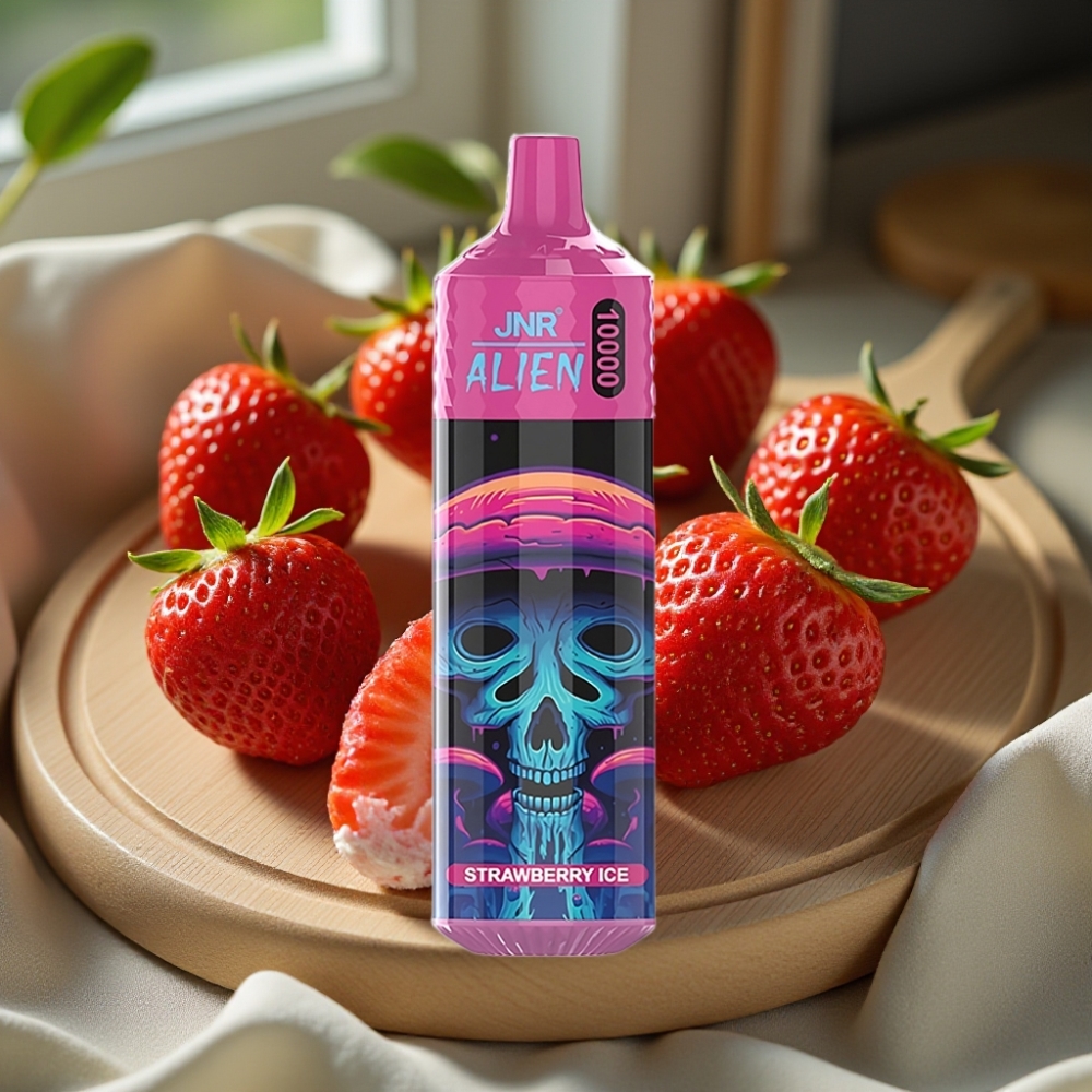 JNR Alien 10000 Puffs Disposable Vape Aardbei IJs 850mAh 20ml Type-C RGB