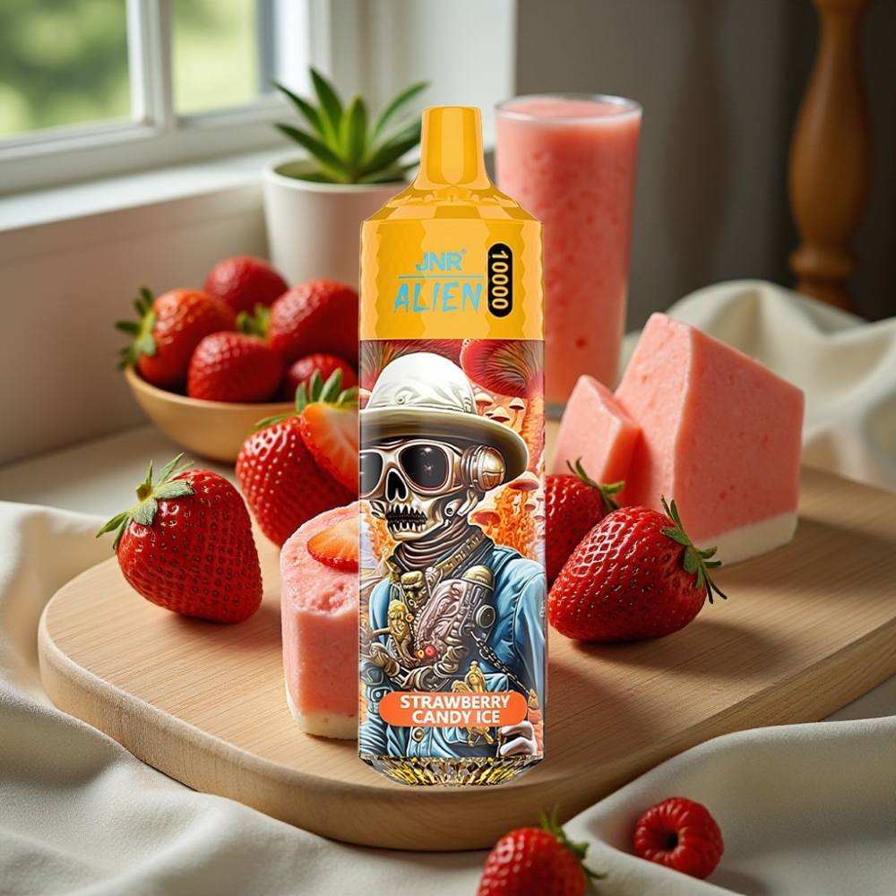 JNR Alien 10000 Puffs Disposable Vape Aardbei Snoep IJs 850mAh 20ml Type-C RGB