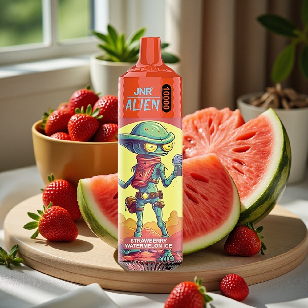 JNR Alien 10000 Puffs Disposable Vape Aardbei Watermeloen IJs 850mAh 20ml Type-C RGB