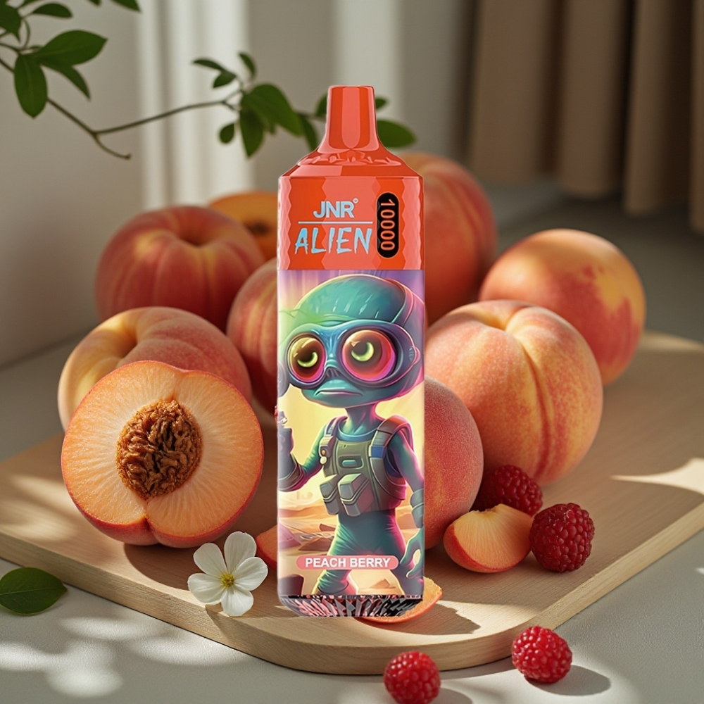JNR Alien 10000 Puffs Disposable Vape Perzik Bes 850mAh 20ml Type-C RGB Mesh Coil