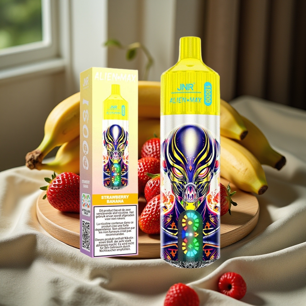 JNR Alien Max 18000 Puffs Disposable Vape Aardbei Banaan Smart LED Dual Mesh 28ml Type-C