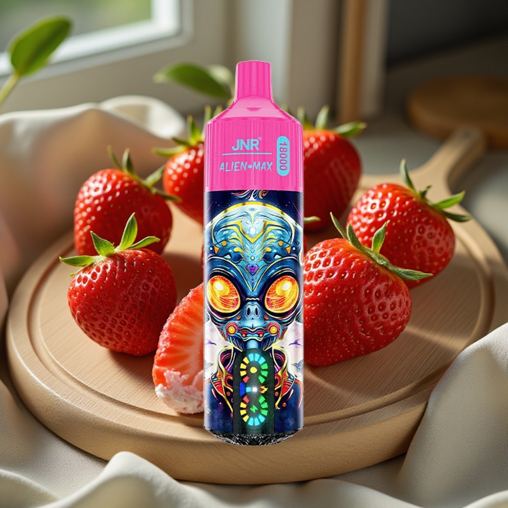 JNR Alien Max 18000 Puffs Disposable Vape Aardbei IJs Smart LED Display Dual Mesh Coil Type-C 28ml
