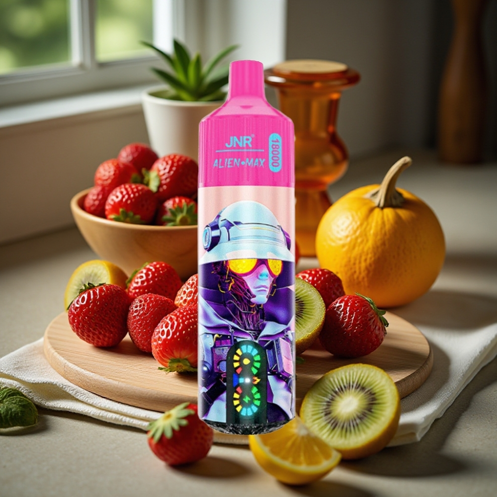 JNR Alien Max 18000 Puffs Disposable Vape Aardbei Kiwi Smart LED Dual Mesh 850mAh 28ml Type-C