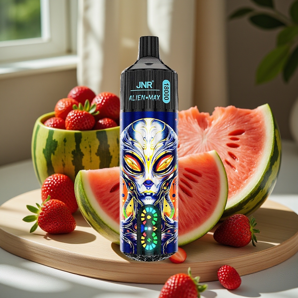 JNR Alien Max 18000 Puffs Disposable Vape Aardbei Watermelon Bubblegum Smart LED Dual Mesh Coil 28ml 850mAh Type-C