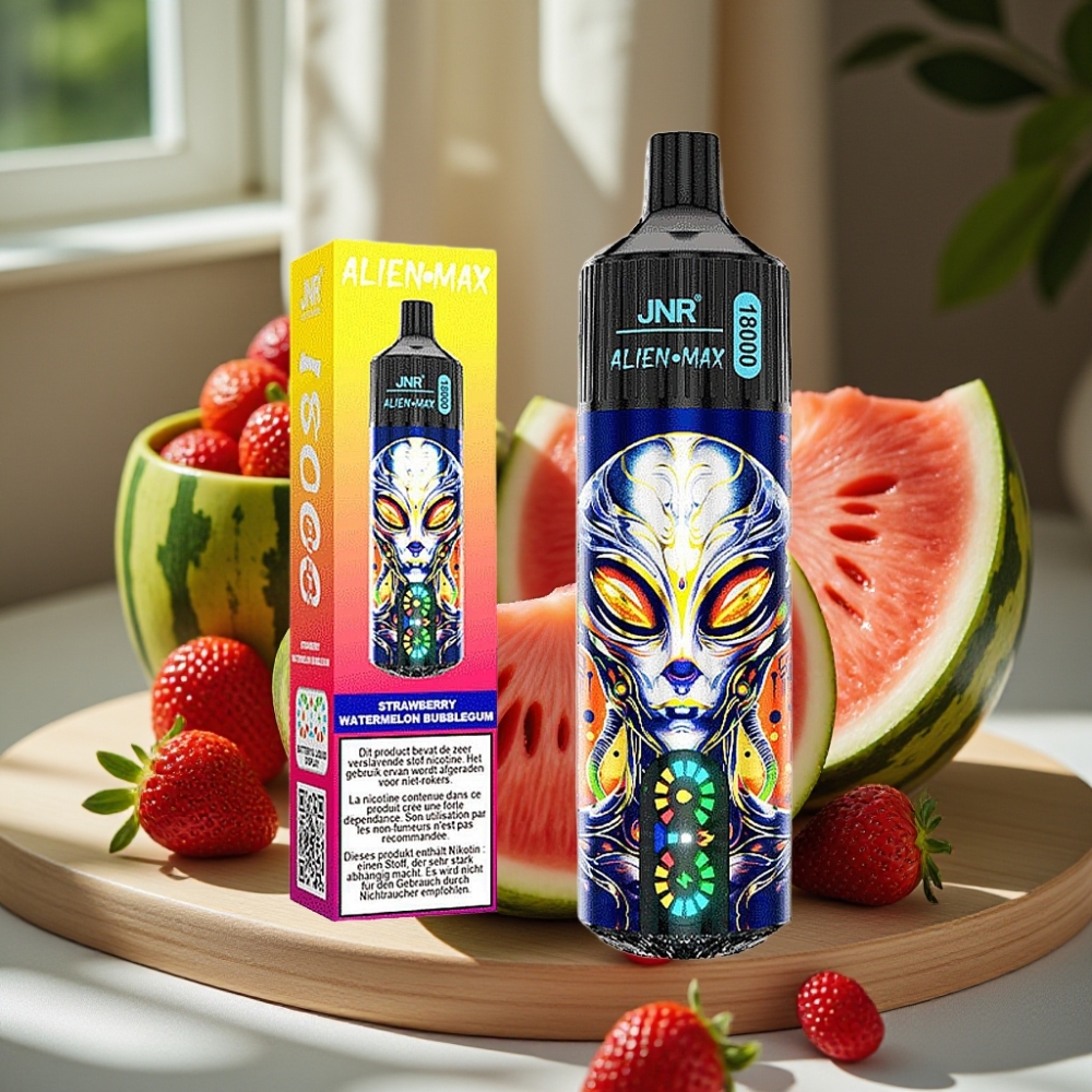 JNR Alien Max 18000 Puffs Disposable Vape Aardbei Watermelon Bubblegum Smart LED Dual Mesh Coil 28ml 850mAh Type-C
