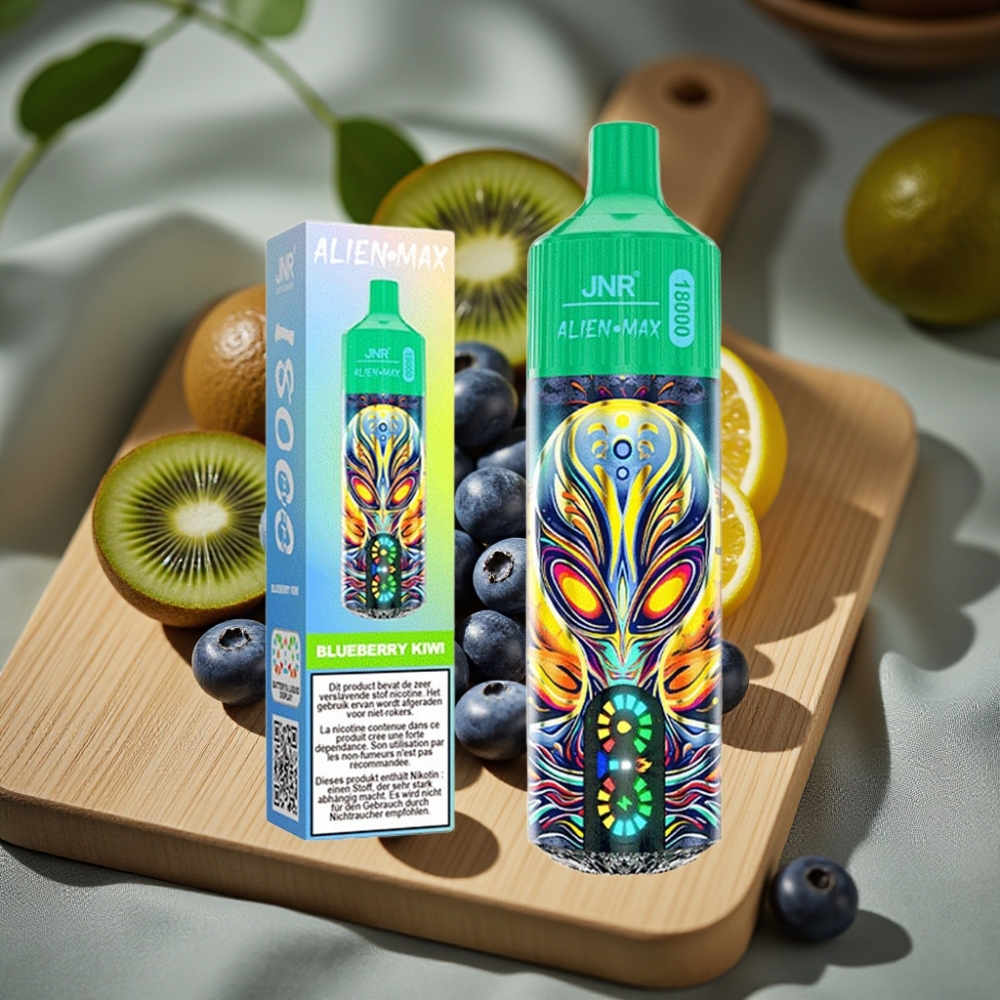 JNR Alien Max 18000 Puffs Disposable Vape Blauwe Bes Kiwi Smart LED Dual Mesh 850mAh Type-C