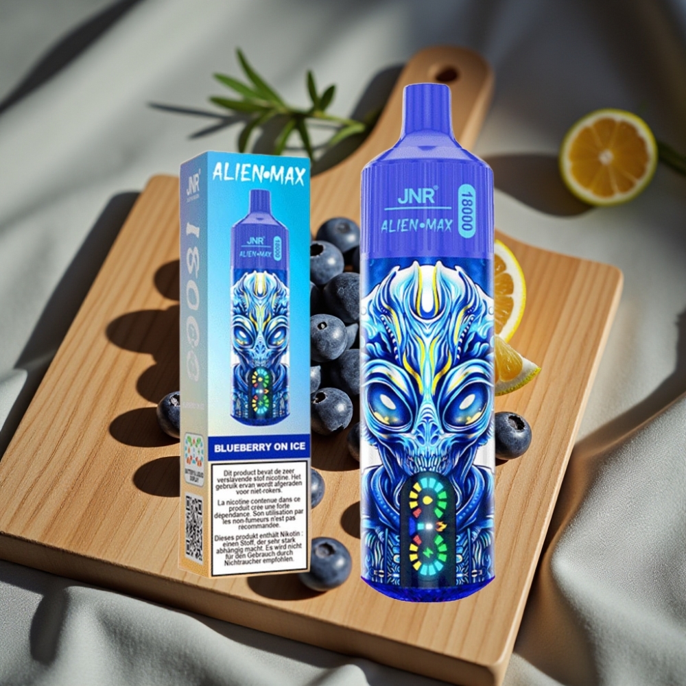 JNR Alien Max 18000 Puffs Disposable Vape Blauwe Bes Op Ijs Smart LED Display Dual Mesh Coil Type-C