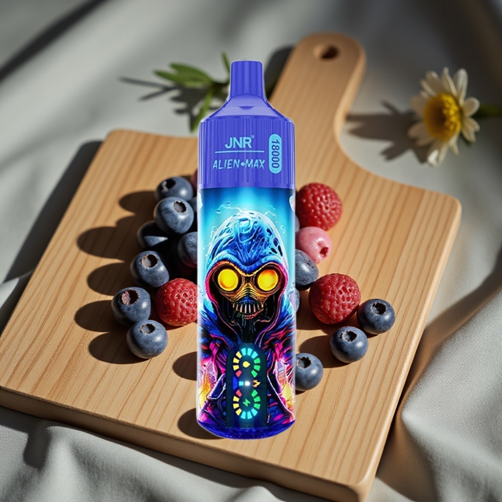 JNR Alien Max 18000 Puffs Disposable Vape Blauwe Bessen Bubblegum Smart LED Display Dual Mesh Coil 850mAh 28ml Type-C