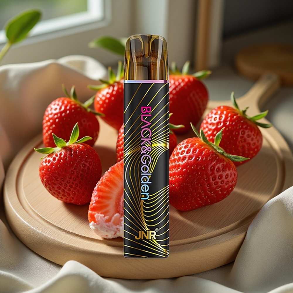 JNR Black&Golden 800 Puffs Disposable Vape Aardbei IJs 550mAh 2ml TPD 2%