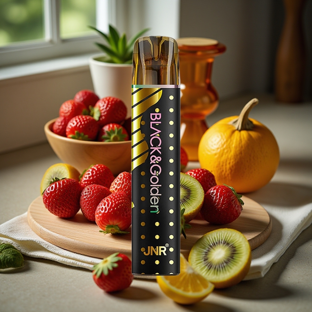 JNR Black&Golden 800 Puffs Disposable Vape Aardbei Kiwi 550mAh 2ml TPD 2% Nicotine