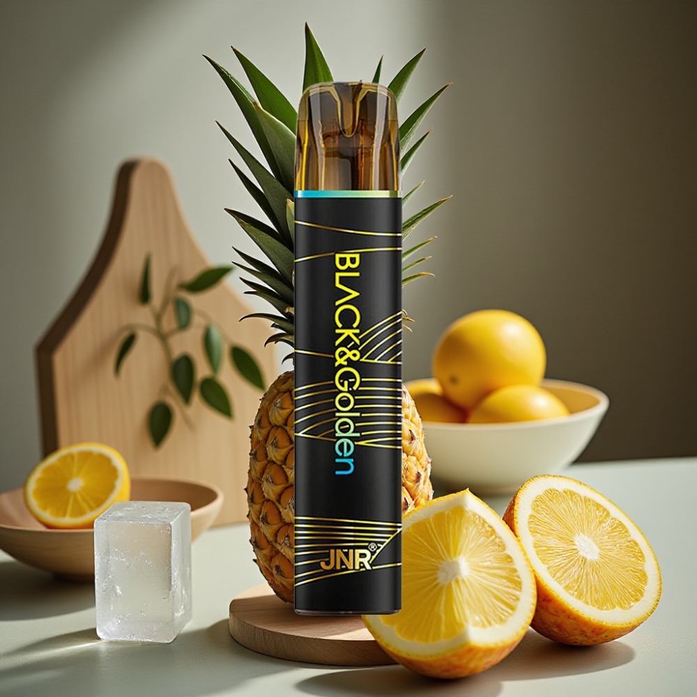 JNR Black&Golden 800 Puffs Disposable Vape Ananas IJs 550mAh 2ml TPD 2%