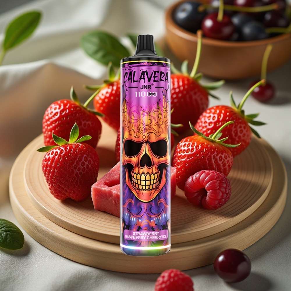 JNR Calavera 11000 Puffs Disposable Vape Aardbei Framboos Kers IJs Type-C 850mAh 21ml 1.0ohm Mesh Coil