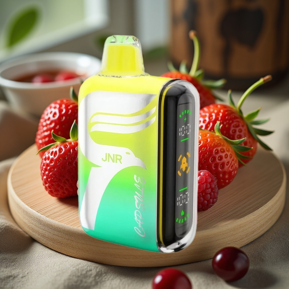 JNR Capsule 15000 Puffs Disposable Vape Aardbei Framboos Kers 850mAh 20ml 20W Dual Mesh Boost Mode Type-C Full-Screen Display 2% 5%