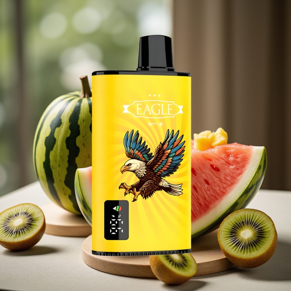 JNR EAGLE Smart 23000 Puffs Disposable Vape Kiwi Watermeloen IJs met Digitaal Scherm, 1.0ohm Mesh Coil, Instelbare Luchtstroom