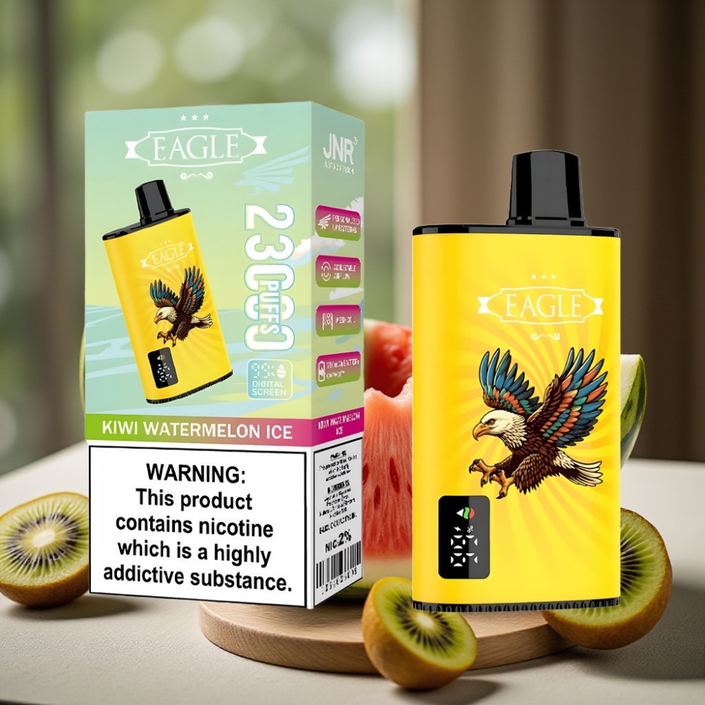 JNR EAGLE Smart 23000 Puffs Disposable Vape Kiwi Watermeloen IJs met Digitaal Scherm, 1.0ohm Mesh Coil, Instelbare Luchtstroom