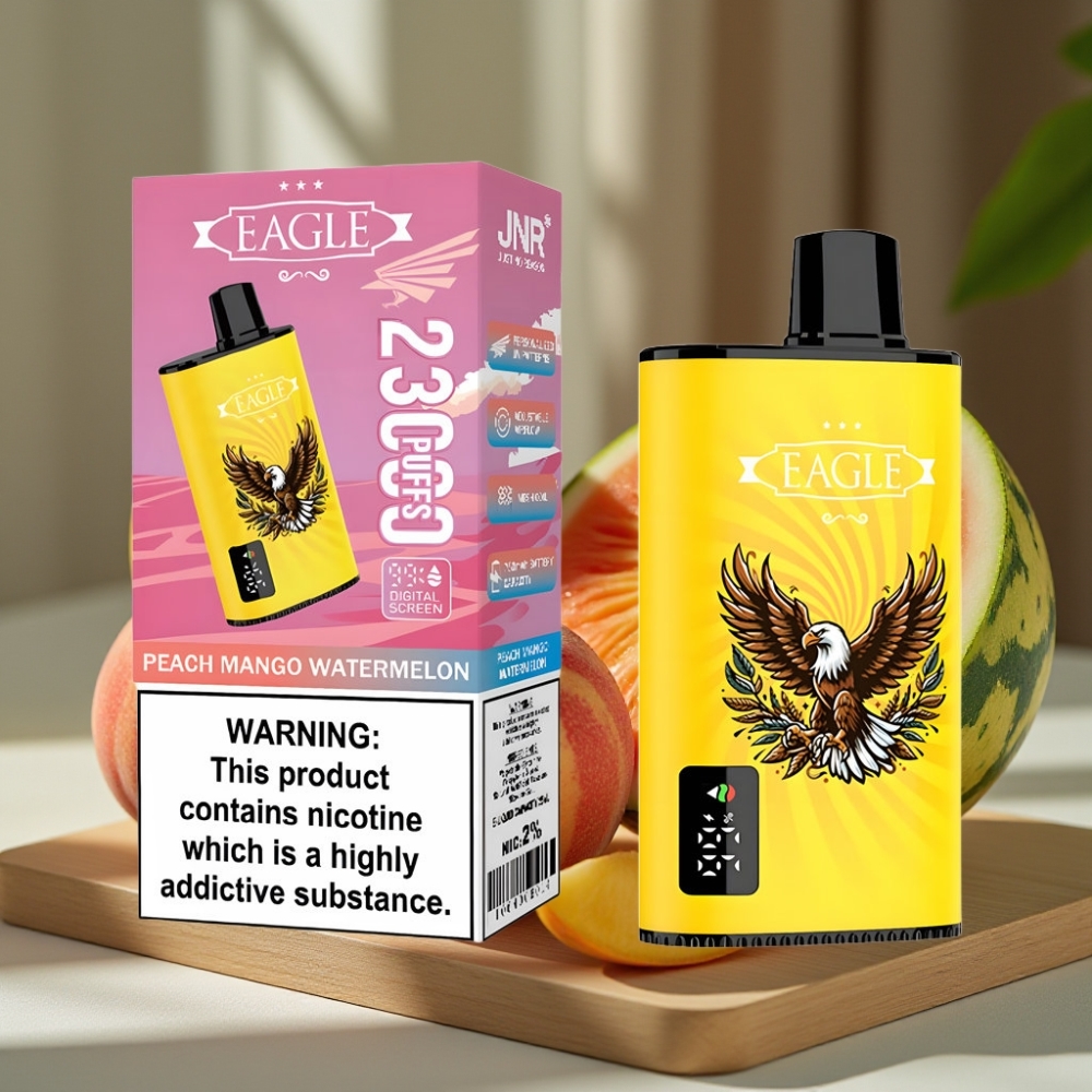 JNR EAGLE Smart 23000 Puffs Disposable Vape Perzik Mango Watermelon Digitale Scherm 1.0ohm Mesh Coil Type-C