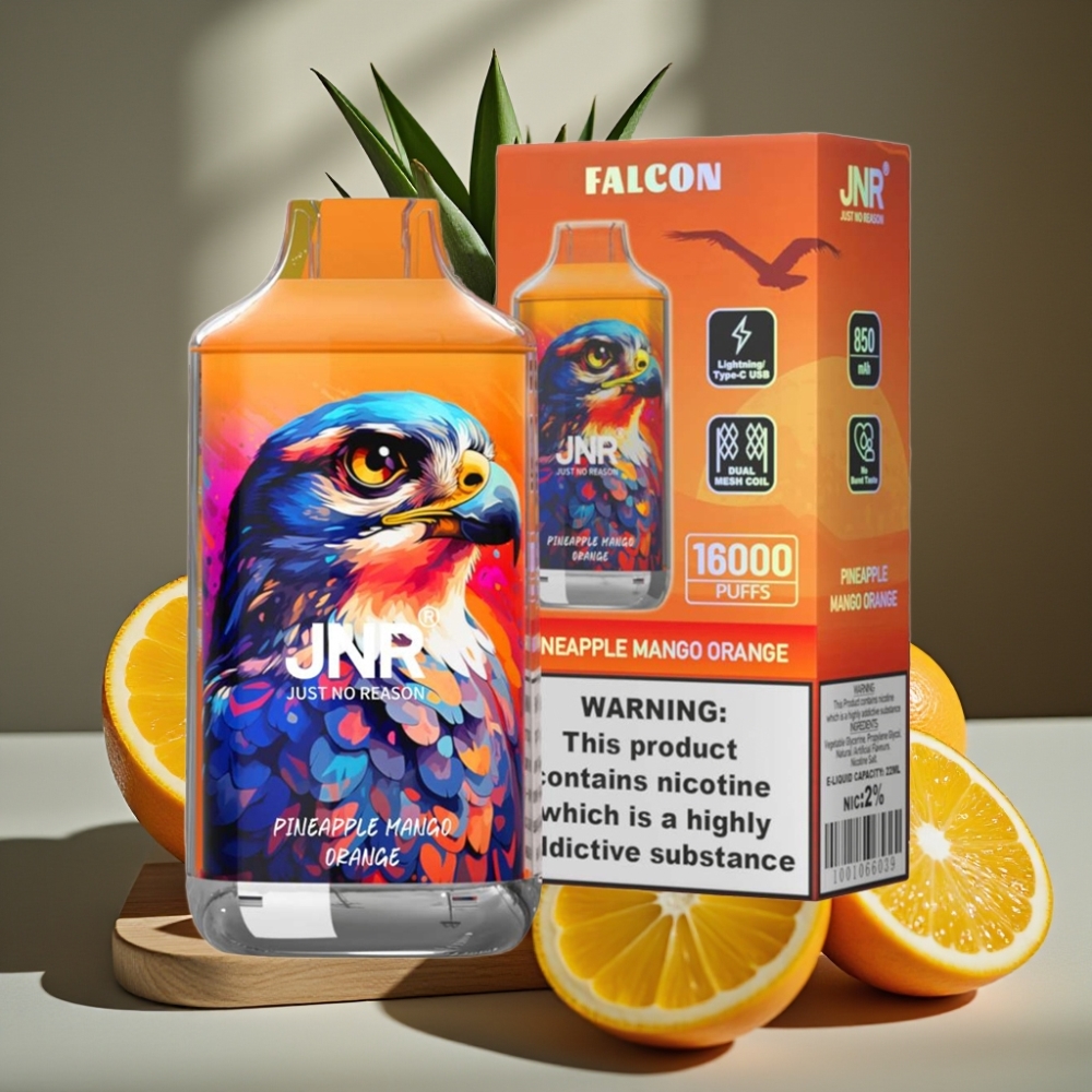 JNR Falcon 16000 Puffs Disposable Vape Ananas Mango Sinaasappel 850mAh Type C LED