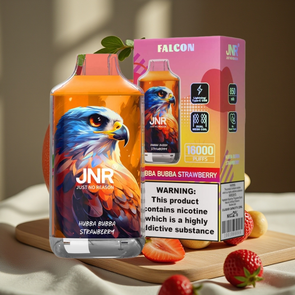 JNR Falcon 16000 Puffs Disposable Vape Hubba Bubba Aardbei 850mAh 22ml Dual Mesh Coil