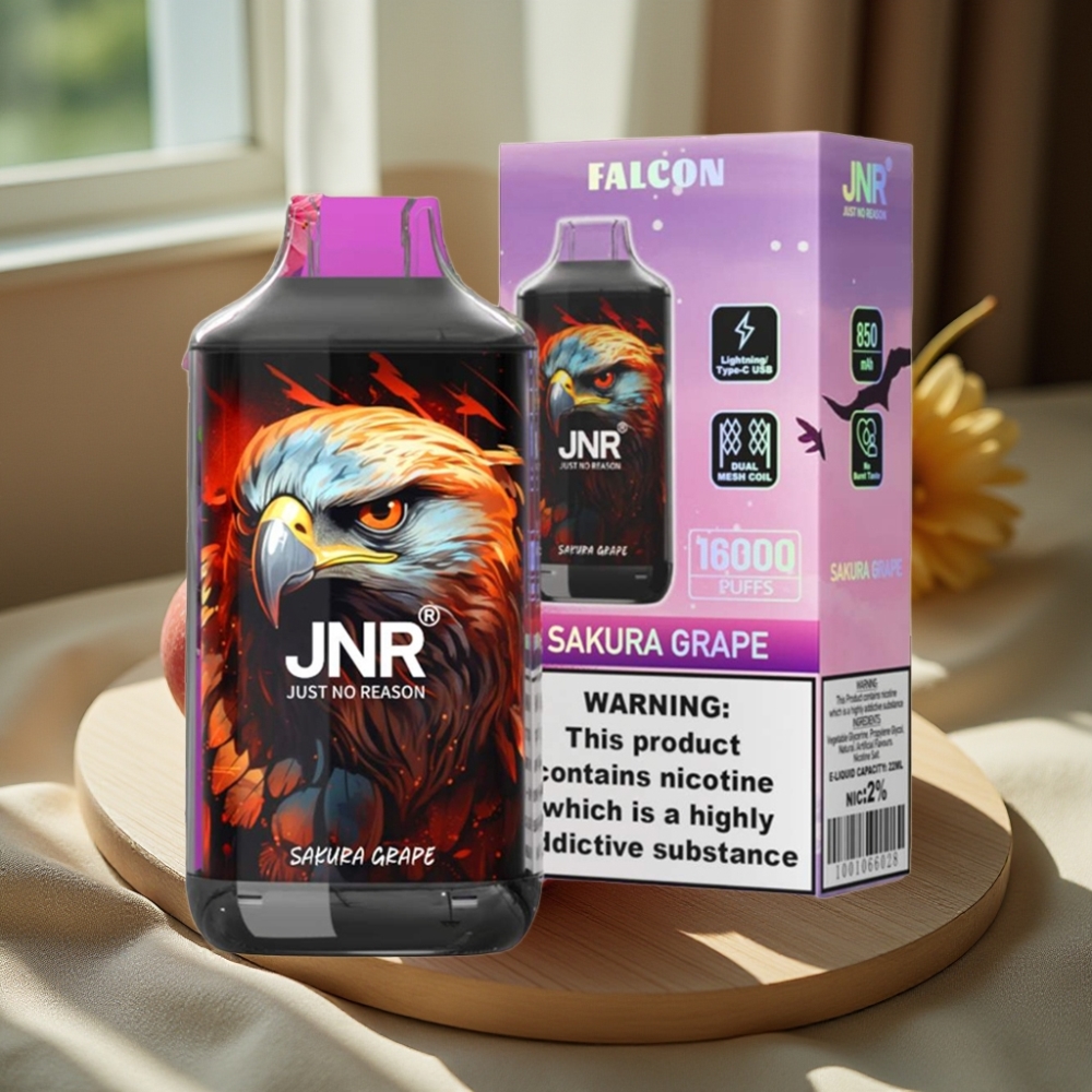 JNR Falcon 16000 Puffs Disposable Vape Sakura Druif 850mAh 22ml Dual Mesh Coil Type C