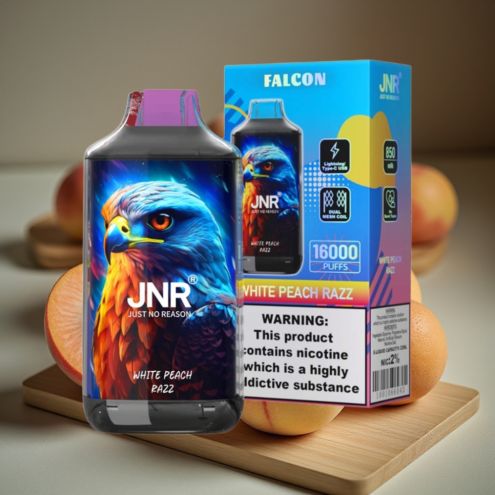JNR Falcon 16000 Puffs Disposable Vape Witperzik Razz 850mAh 22ml Dual Mesh Coil Type C LED Display