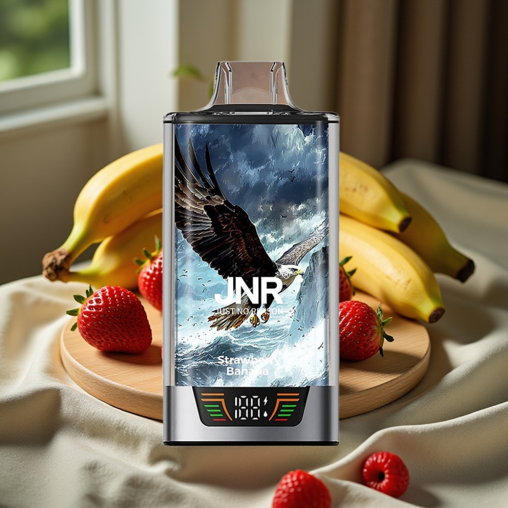 JNR Falcon Pro 28000 Disposable Vape Aardbei Banaan 30ml 950mAh 5% Nicotine Smart Display Dual Mesh USB-C MTL