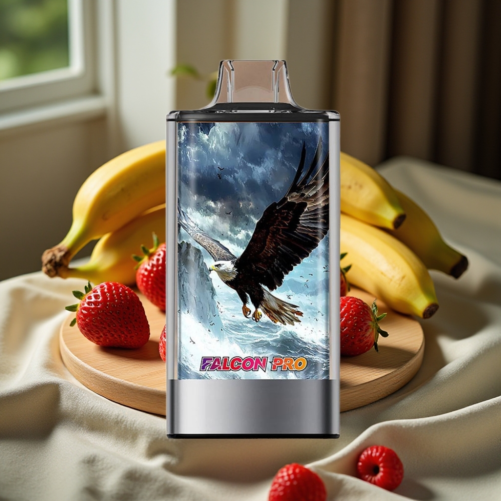 JNR Falcon Pro 28000 Disposable Vape Aardbei Banaan 30ml 950mAh 5% Nicotine Smart Display Dual Mesh USB-C MTL