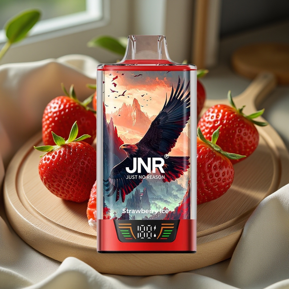JNR Falcon Pro 28000 Disposable Vape Aardbei IJs 30ml 950mAh 5% Nicotine Smart Display Dual Mesh USB-C MTL