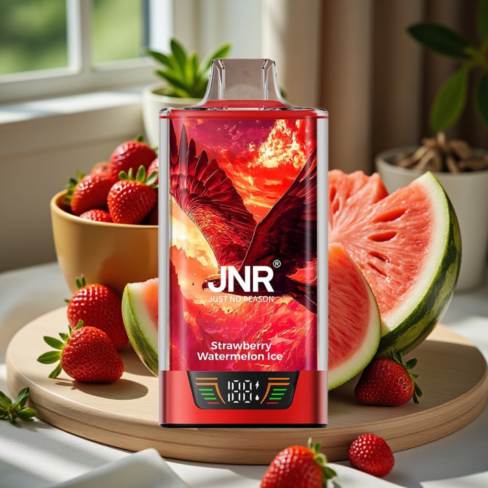 JNR Falcon Pro 28000 Disposable Vape Aardbei Watermelon IJs 30ml 950mAh 5% Nicotine Smart Display Dual Mesh USB-C MTL