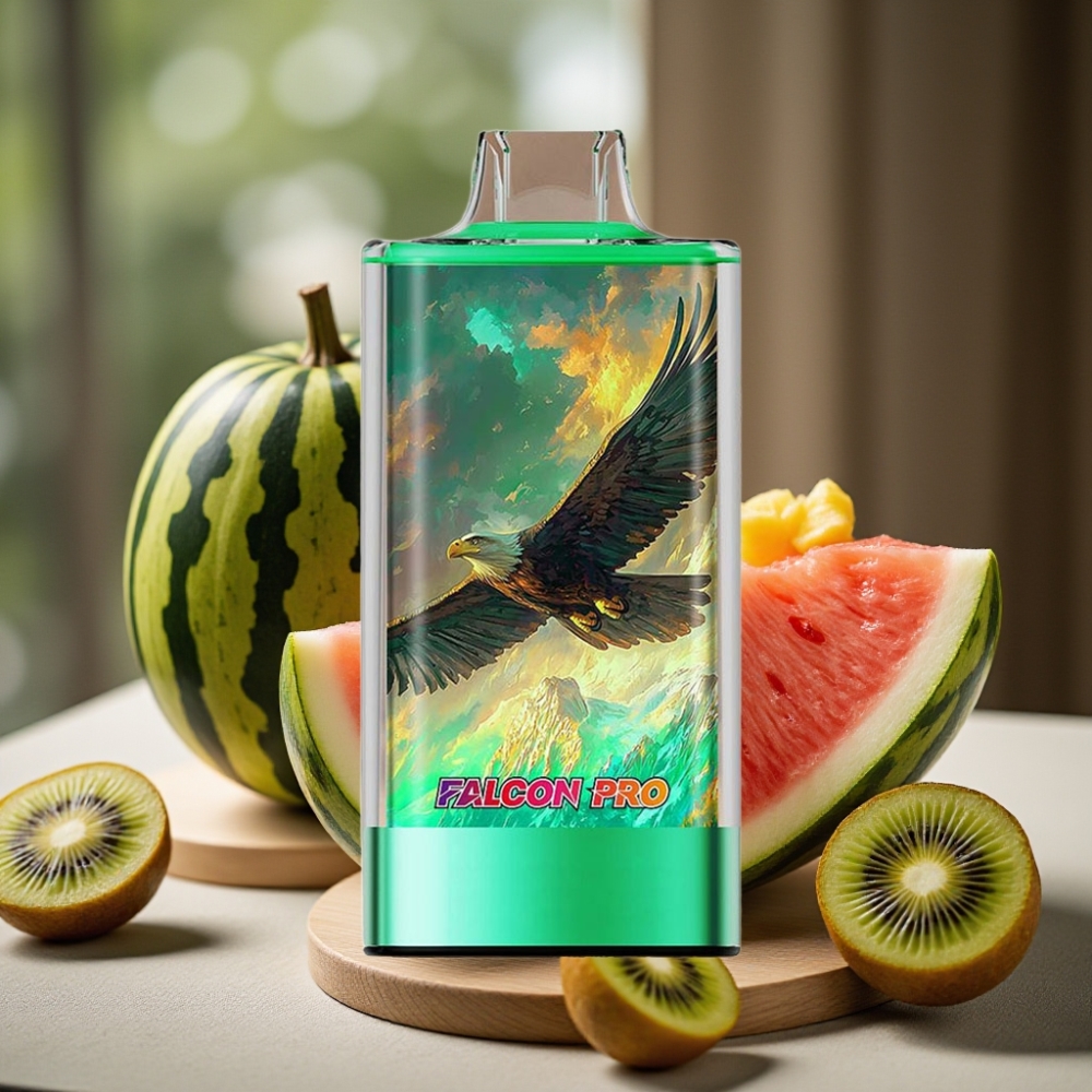 JNR Falcon Pro 28000 Disposable Vape Kiwi Watermeloen IJs 30ml 950mAh 5% Nicotine Smart Display Dual Mesh USB-C MTL