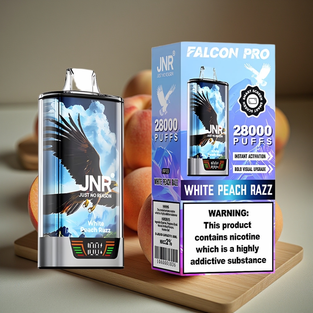 JNR Falcon Pro 28000 Disposable Vape Witpere Razz 30ml 950mAh 5% Nicotine Smart Display Dual Mesh USB-C MTL