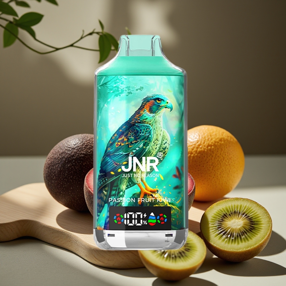 JNR Falcon X 18000 Puffs Disposable Vape Passievrucht Kiwi 750mAh 24ml Dual Mesh Coil Digitaal Display Type-C 0%/2%/5% Nicotine