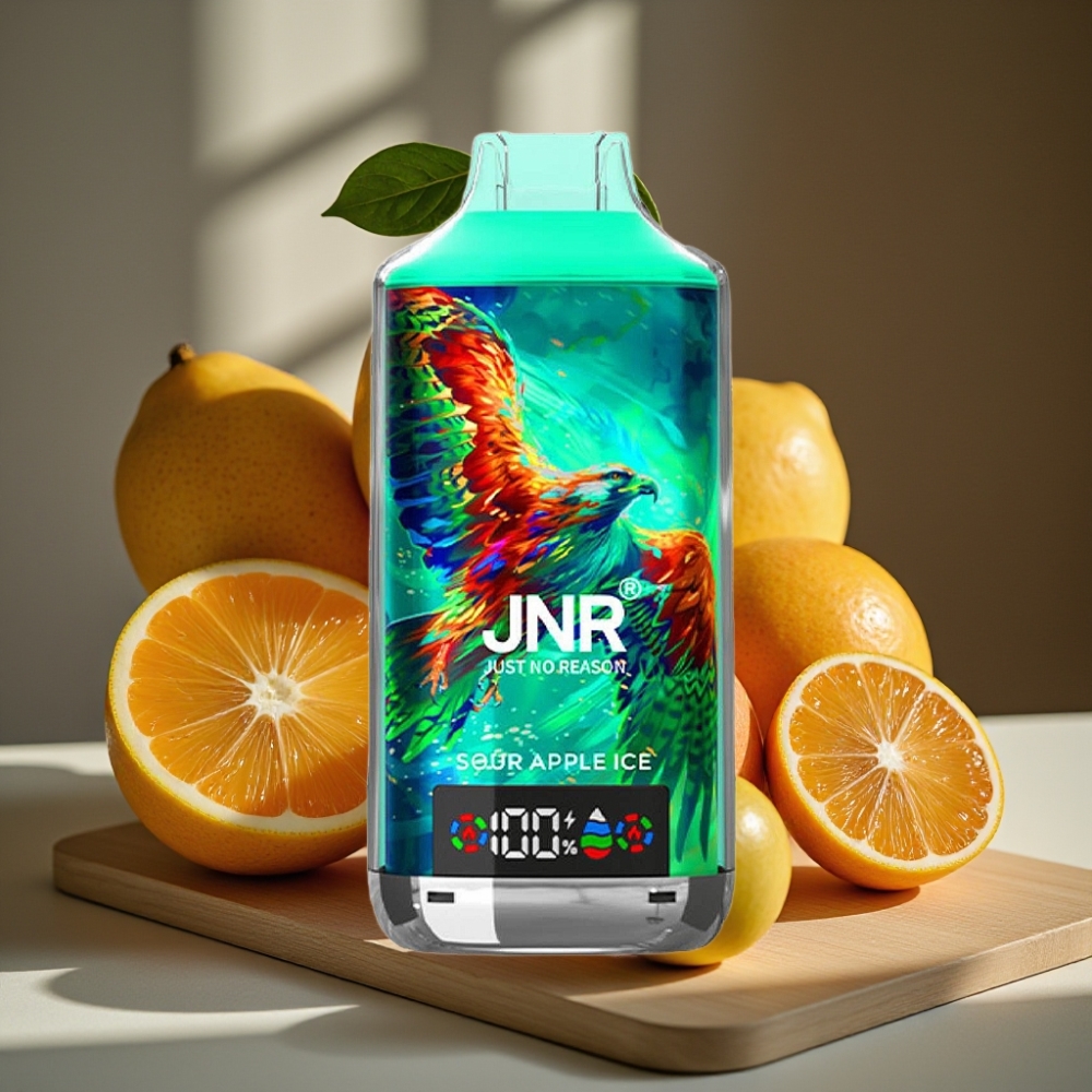 JNR Falcon X 18000 Puffs Disposable Vape Zure Appel Ijs 750mAh 24ml Dual Mesh Dual Core Digitaal Type-C 0%/2%/5%