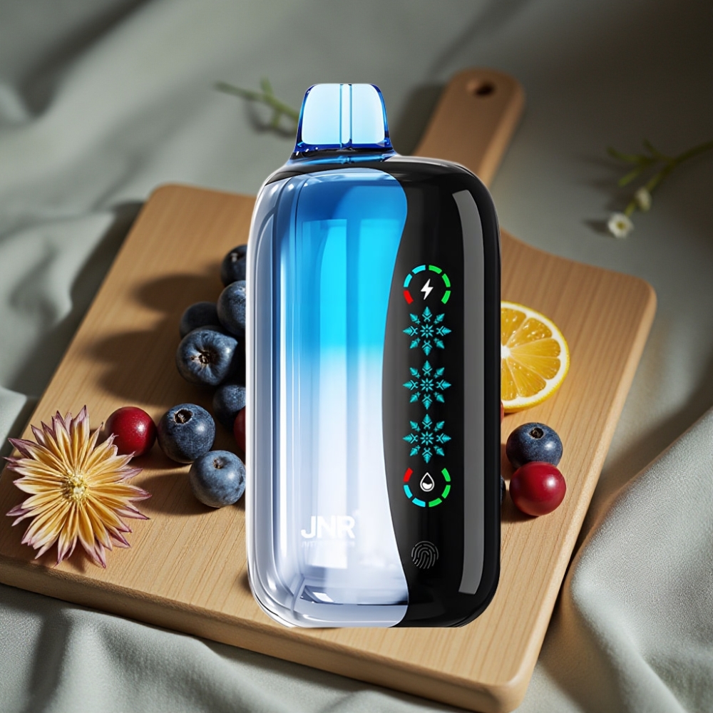 JNR Flex Ice 21000 Puffs Disposable Vape Blauwe Kersen Explosie IJs Instelbaar 26ml Touchscreen Dual Mesh Type-C
