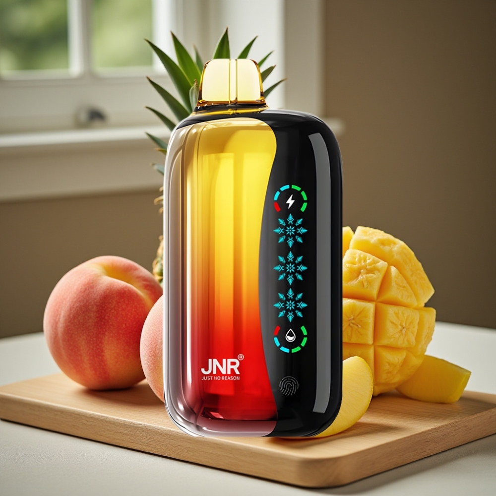 JNR Flex Ice 21000 Puffs Disposable Vape Perzik Mango Ananas IJS Aanpasbaar 26ml Touchscreen