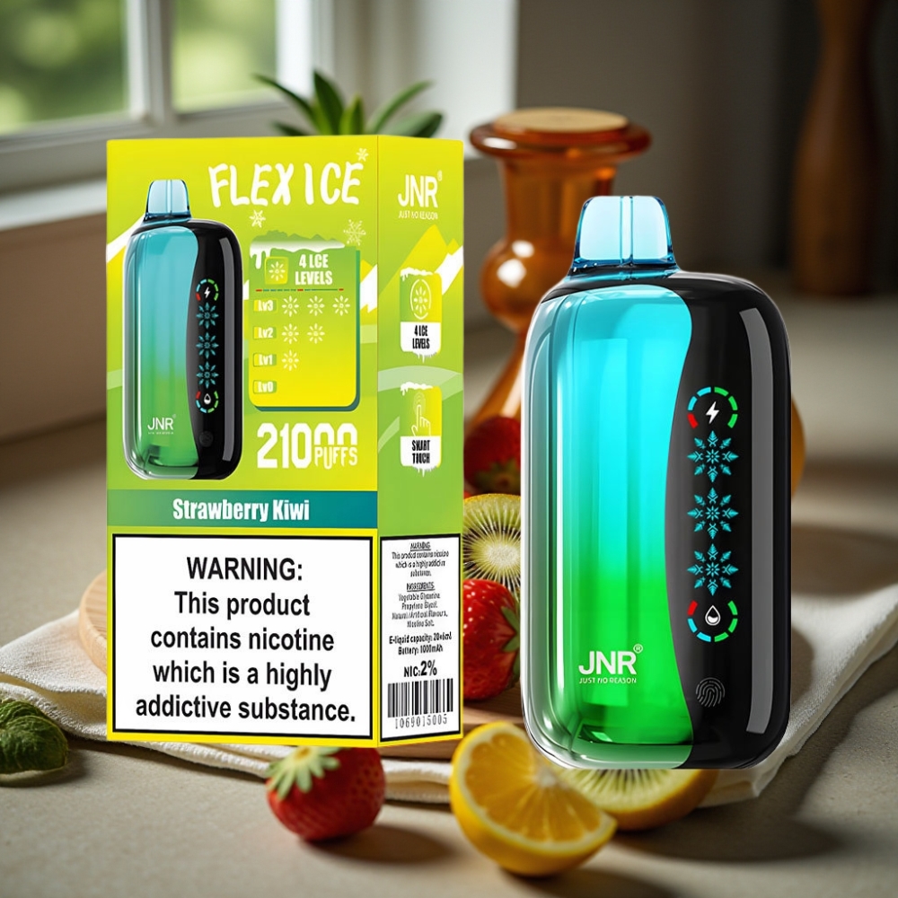 JNR Flex Ice 21000 Puffs Wegwerp Vape Aardbei Kiwi IJsaanslag Aanpasbare Luchtstroom Touchscreen Dual Mesh Type-C Opladen