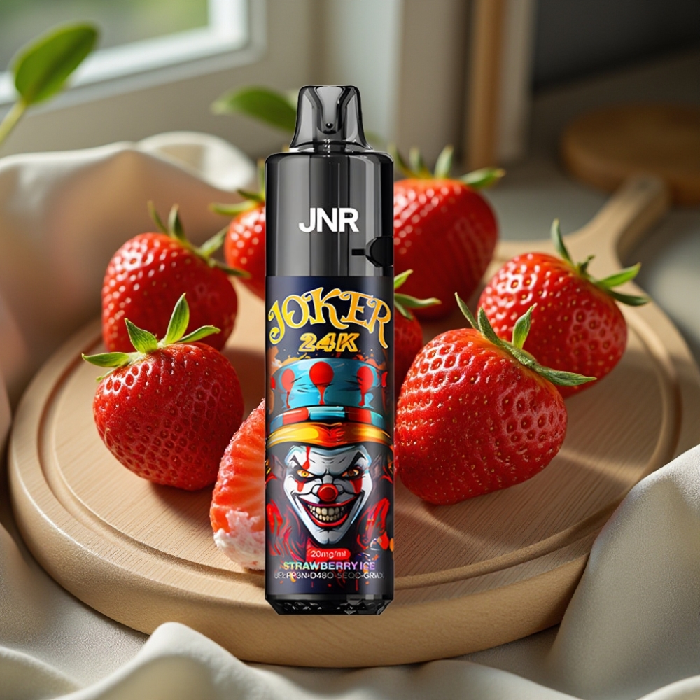 JNR Joker 24K Puffs Herbruikbare Disposable Vape Aardbei Ijs 2+10ml Zichtbaar Vloeistofniveau 800mAh 2% Nicotine