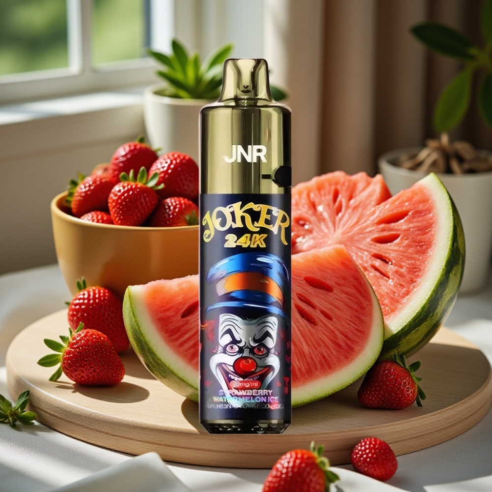 JNR Joker 24K Puffs Herlaadbare Disposable Vape Aardbei Watermeloen IJs 2+10ml Side Refill Zichtbaar Vloeistofniveau 800mAh Type-C 2% Nicotine