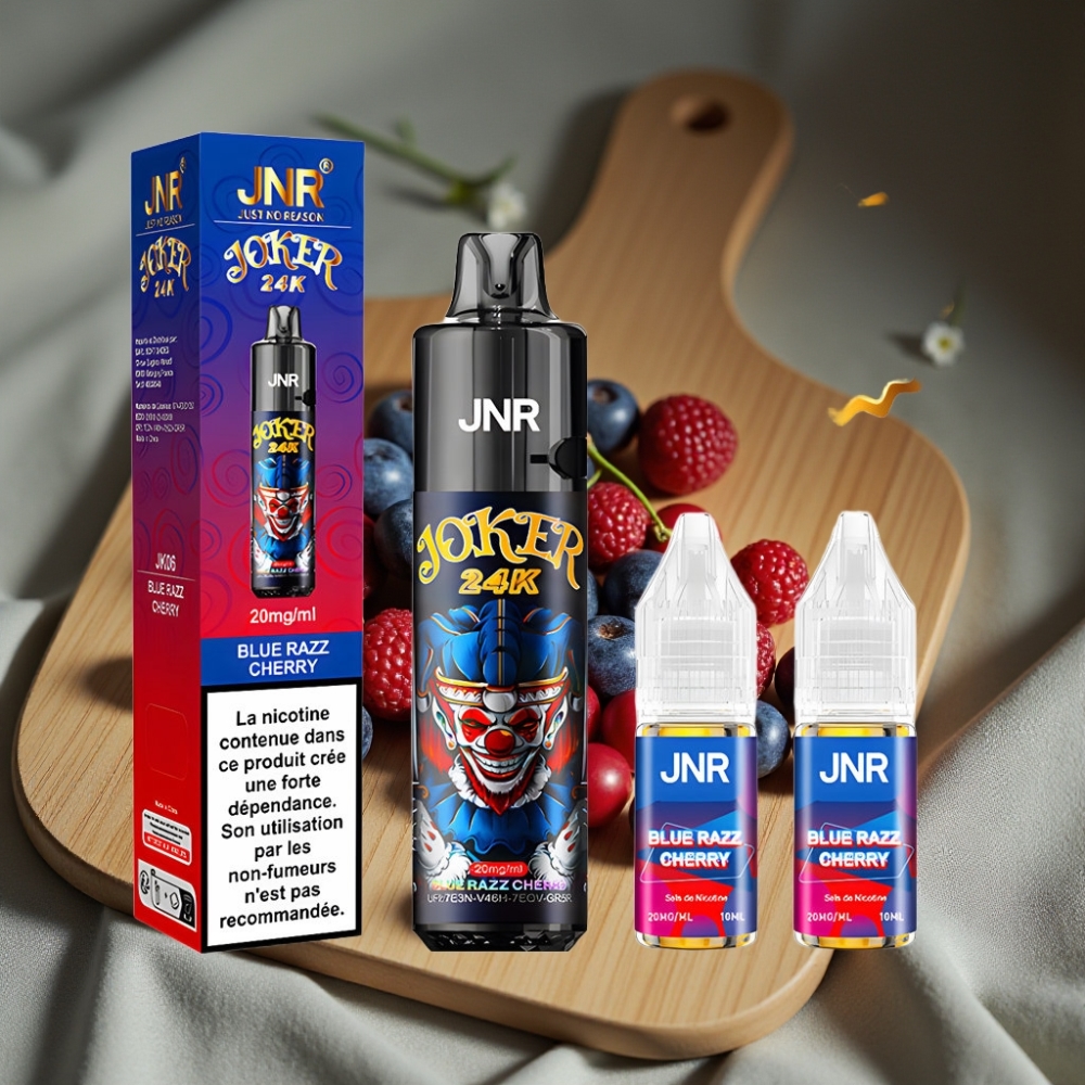 JNR Joker 24K Puffs Herlaadbare Disposable Vape Blauwe Framboos Kers 2x10ml 800mAh Type-C